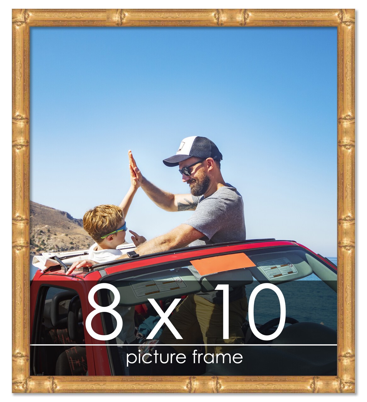 8x10 Thin Bamboo Picture Frame with UV-Resistant Acrylic & Acid Free Backing, Available in 2 Finishes - Gold and Brown